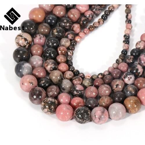 Wholesale Black Line Rhodonite Gem Stones Round Natural Stone Loose Beads For Jewelry Making 4/6/8/10/12mm