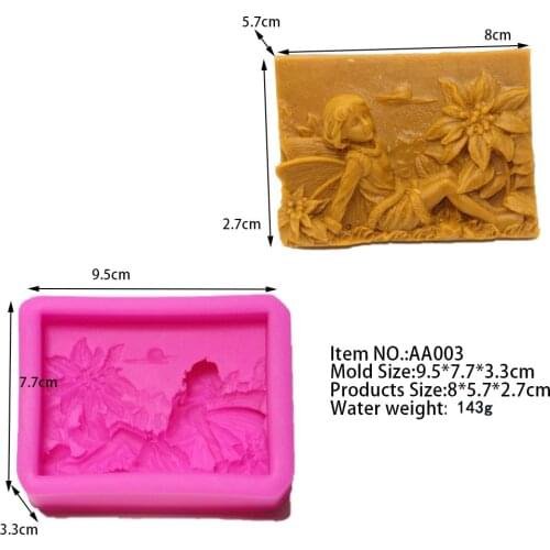 Rectangle Square Flower Fairy and Peony Silicone Soap Mold Handmde Soap Mold Craft Art DIY Mould Soap Making Tool