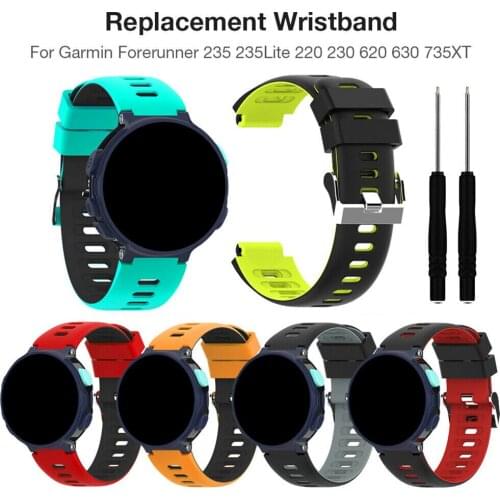 For Garmin Forerunner 235/220/230/620/630/735x Smart watch 22MM Soft Silicone Replacement Band Strap with Tool Bracelet