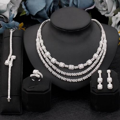 Luxury Cubic Zirconia Jewelry Sets For Women Crystal Set Wedding & Engagement Party Dudai Africa Middle East