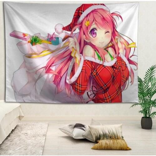Christmas Anime Girl wall decor tapestry layout room painting background wall decoration bedcloth tapestries custom logo