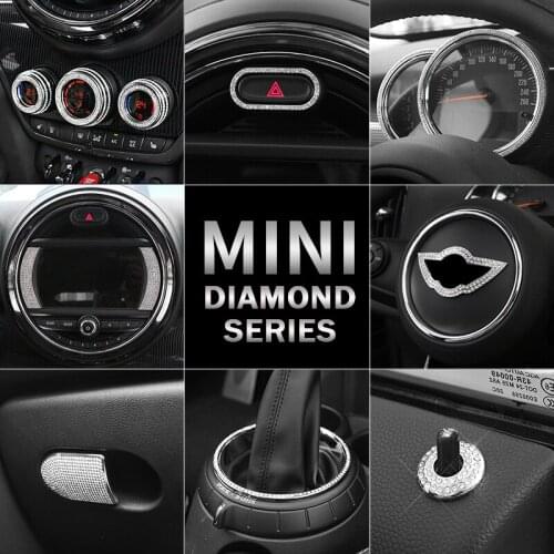 Silver Car Bling Diamond Interior Decor Sticker Cover For Bmw Mini For MINI F54 F55 F56 F60 Steering Wheel Sticker