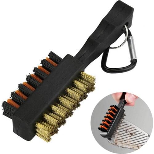 Golf club brush for quick and easy use of double-sided Two-color dense hair with carabiner clip Golf cleaning brush for clubs