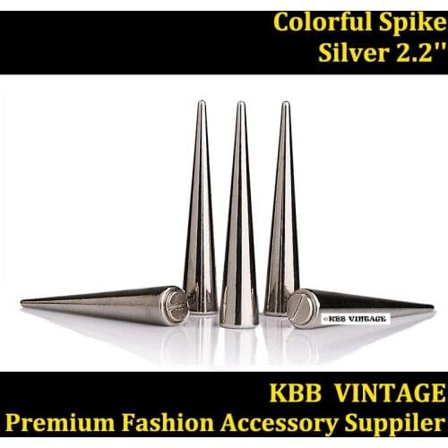 10pc Punk Spikes Screwback Spike Rock DIY Stud 2.2" Silver