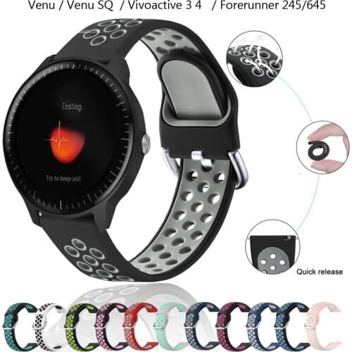 Silicone Strap for Garmin Vivoactive 3 4 Venu Silicone Watchband for Garmin Forerunner 245 645 Venu sq 20mm 22mm Bracelets belts