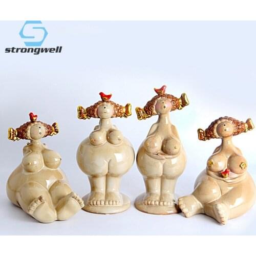 Strongwell Nordic Fatty Sister Statue Angel Praying Elf Ceramic Crafts Figurine Home Decoration Accessories Girl Christmas Gift