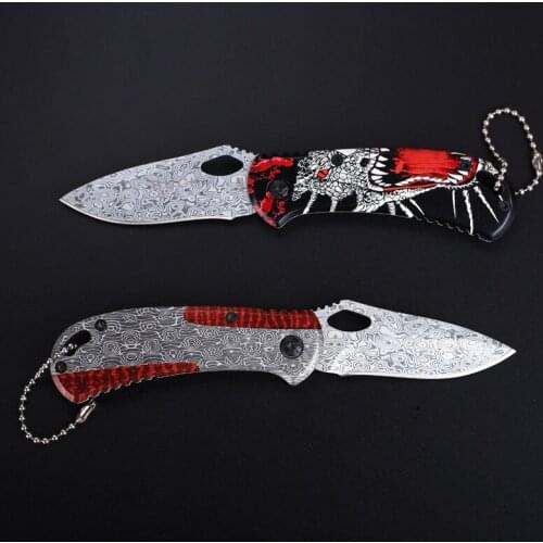Folding Knife Damascus Pattern Knife Outdoor Multi-function Fruit Knife Portable Mini Sharp Fine Monster Knife нож складной