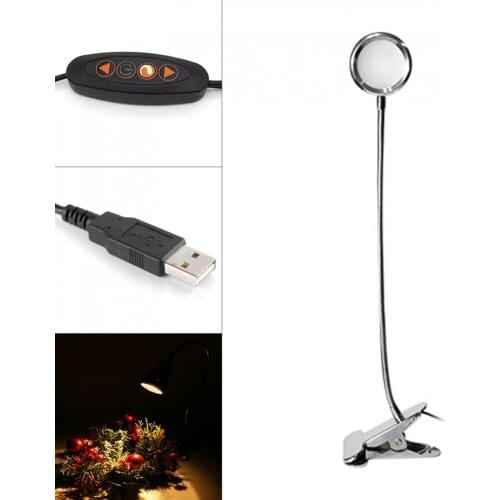 LED Clamp Lamp Desk Lamp 3 Color Temperature 10 Brightness Levels Dimmable Lights Reading Lamp