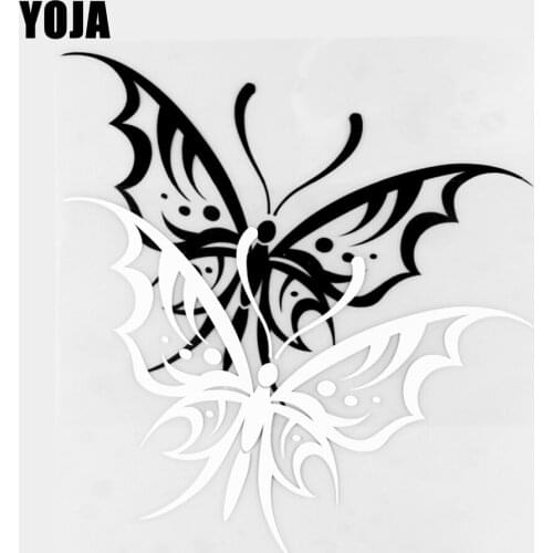 YOJA 17.6×13.6CM Cartoon Creative Butterfly Vinyl Animals Decal Car Stickers Black/Silver 19C-0308