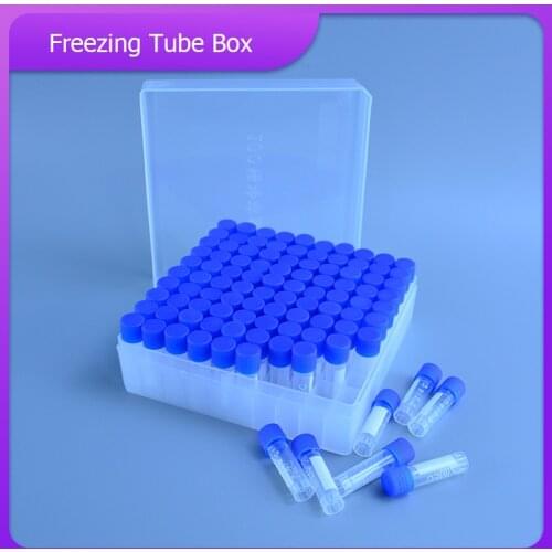 High-quality 1.8ML/100 vents Freezing tube box +100pcs freezing tube Flat plastic test tubes Free shipping