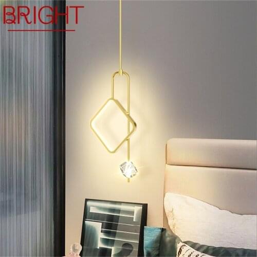 BRIGHT Nordic Pendant Light Gold Simple Contemporary LED Lamps Crystal Fixtures for Home Bedroom