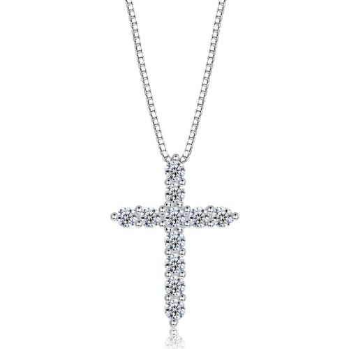 ZEMIOR Pendant Necklaces For Women 925 Sterling Silver Shiny 5A Zirconia Cross Box Chain Choker Necklace Fine Silver Jewelry