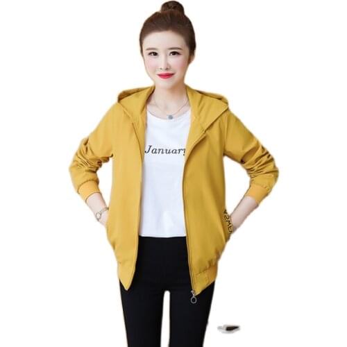 Spring Autumn Short Coat Ladies Jacket Hooded Zipper Casual Sports Jacket Basic Loose Plus Size Female Outerwear Tops Lining