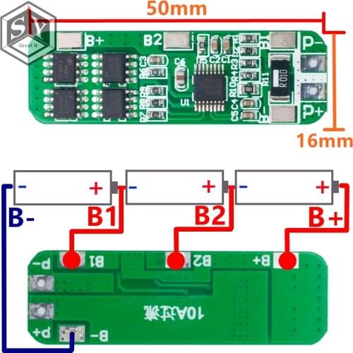 1PCS Great IT 3S 6A Li-ion Lithium Battery 18650 Charger Protection Board Module 10.8V 11.1V 12.6V Wholesale