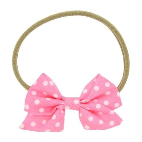ON SALE 1PCS 2017 New Baby Infant Bowknot Handmade Boutique Nylon Headband With Dots Bow For Toddler Hair Accessories