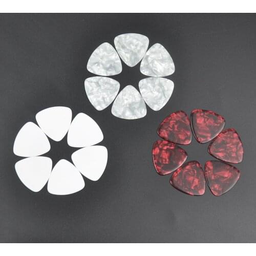 100pcs Heavy 0.96mm Rounded Triangle Guitar Picks Plectrums Blank Celluloid 3 Colors Mixed