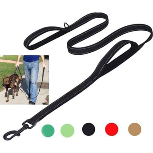150cm/60 inch Reflective Dog Leashes 2 Handles with Soft Thick Padded Big Dog Leash Rope Two Layers Nylon Safety Control For Dog