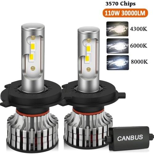 2Pcs H11 100W 30000LM H4 LED H7 Canbus H1 H8 H9 9005 HB3 9006 HB4 9012 Car LED Light Headlight Turbo Lamp 4300K 6000K 12V