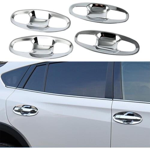 8Pcs ABS Chrome Exterior Car Door Handle Cover Box Sequins Decoration Handle Bowl Frame Fit For Subaru Crosstrek XV 2018 2019