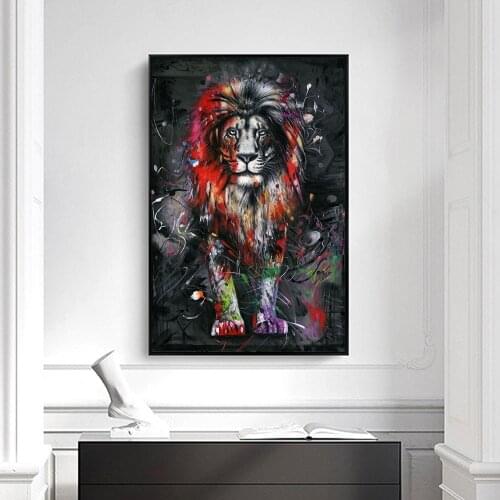AAVV Wall Art Canvas Print The Lion Animal Painting Picture For Living Room Home Decor No Frame