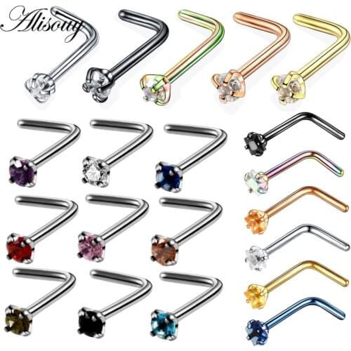 Alisouy 1 pcs Punk Style Piercing Nose Lip Jewelry Body Jewelry For Man Women Studs 20g bending nose ring for women female