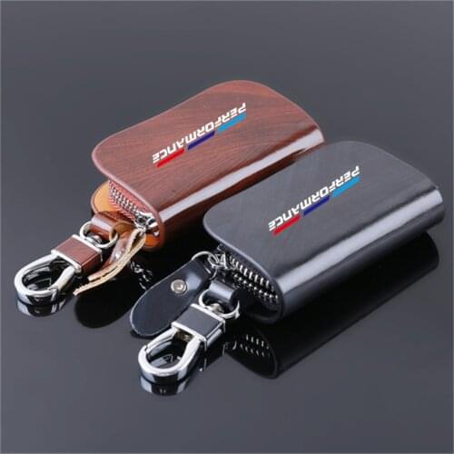 For BMW M Emblem E46 E36 E34 F10 E90 F30 E60 E53 E30 E92 E87 PU Leather Car Key Case Car Key Holder Keys Zipper Key Case Bag