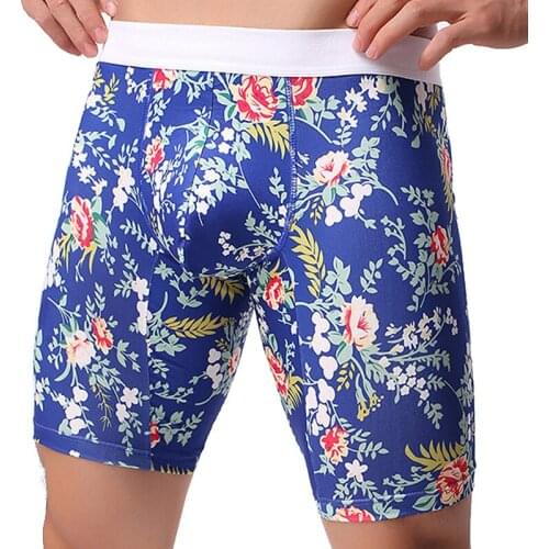 Mens Long Boxer Shorts Breathable Milk Fiber Men Underwear Male Long Legs Boxershorts Sexy U Convex Big Penis Pouch Slip Panties