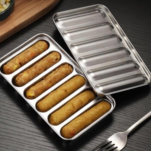 Sausage Mould 6 Grids Steamable Portable Stainless Steel Handmade Hot Dog Mold for Home