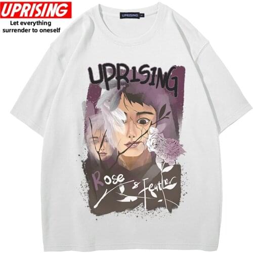 Streetwear T-Shirt Men Hip Hop Illusion Girl Letter Print T Shirt 2021 Harajuku Cotton Casual Summer Short Sleeve Tshirt Black