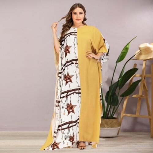 Cotton Loose Casual Bat Sleeve Large size Long Dress Elegant Yellow White Dressing Gowns Oversized Dress Plus Size Women Clothes