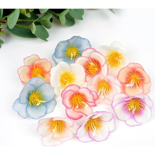 5pcs Artificial Flowers Silk Flower Head Wedding Home Party Decoration DIY Handmade Wreath Scrapbook Gift Box Craft Fake Flowers