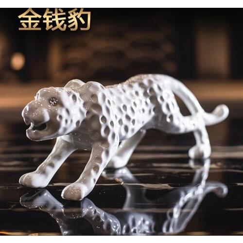 Ceramic, leopard, lucky, panther figure, ornaments, Home decor figurine, creativity, decoration, arts and crafts, business gifts