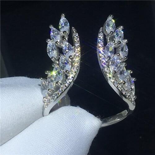 Angel wings ring Silver color 5A Sona Cz Engagement wedding band rings for women Bridal Finger Jewelry