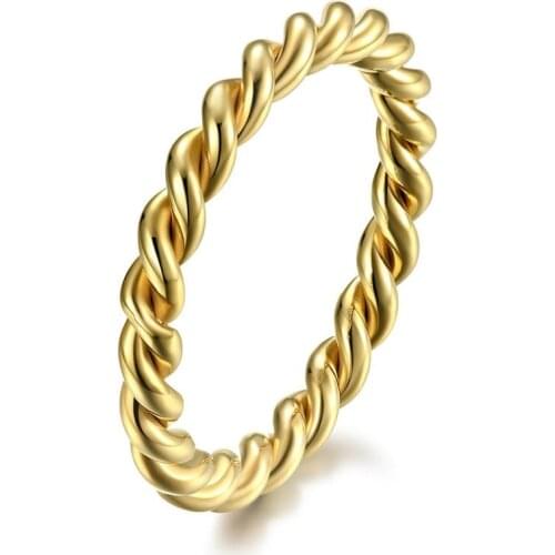3mm Minimalist Style Spiral Twisted Titanium Steel Ring Fashion Braided Shape Ring For Women Men