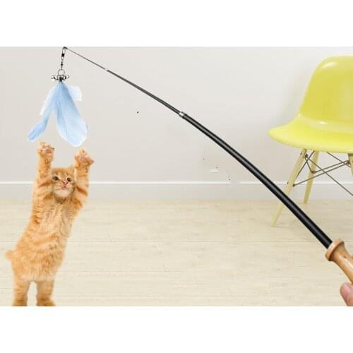 Bell Cat Toy Stretch Kitten Stick Fun Pet Play Wand Interactive Dog Playing Feather Rod Three Puppy Teasers Pets Accessories