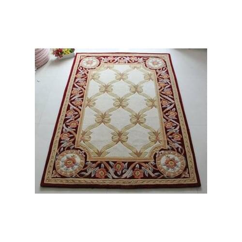 Rustic embroidery carpet coffee table bedroom carpet handmade wool carpet