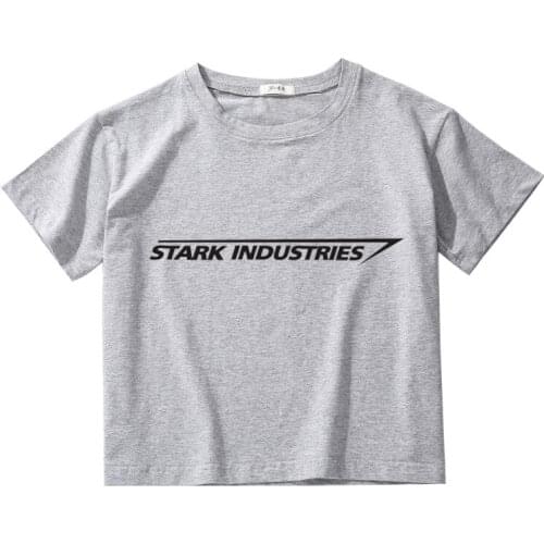 Stark industry crop tops women breathable cotton high quality t-shirt women O-neck short tee shirt women women clothing harajuku