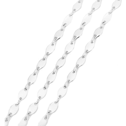 1 Meter 316L Stainless Steel Round Dis Chain Gold Tone Geometry Oval Bulk Link Chains for DIY Necklace Jewelry Making Findings