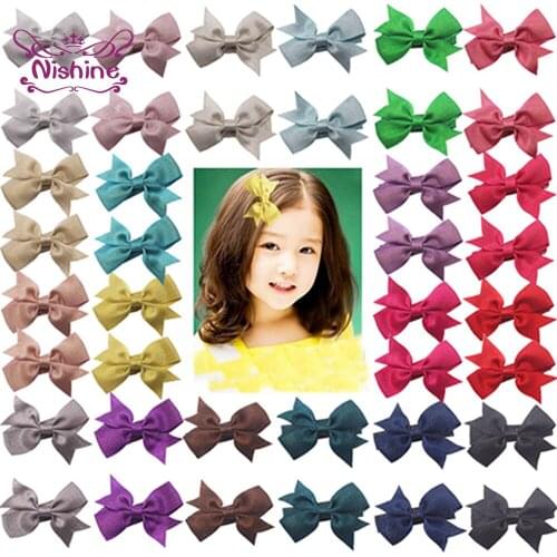 Nishine 10pcs/lot Hot Sale Fashion Handmade Bowknot Baby Hair Clips 2 Inches Cute Bows Toddler Headwear Hairstyle Design Tools