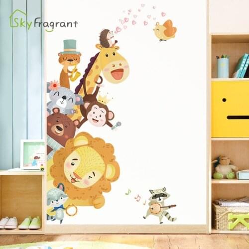 Cute little animals door stickers corner wall sticker self-adhesive home decor childrens room decoration kids bedroom decor