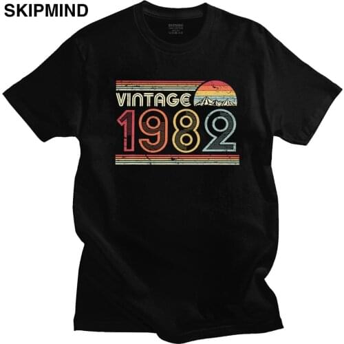 Vintage 1982 T Shirt Men Cotton Fashion T-shirt O-neck Short Sleeve 38th Birthday Gift Tee Retro Style Top Fitted Clothing Merch