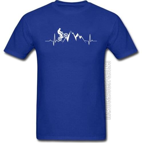 Heartbeat Mountain Bike Cycle Men Brand Blue Tshirt Biker Rider Physical Exercise T Shirt O Neck Autumn Tops Shirt Mount Forest
