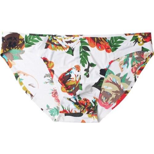 Men Briefs Printing Bikini Seamless Breathable Mens Underwear Briefs leaf Print Male Panties 3D Underpants Slip Underpants