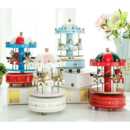 European Style Simple Dome Carousel Music Box Music Box Creative Desktop Decoration Childrens Day Christmas Birthday Gift