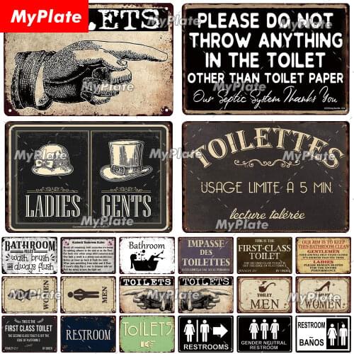 [MyPlate] Toilettes Vintage Metal Sign Plaque Bathroom Tin Sign Wall Decor For Pub Club Man Cave Bar Decor Restroom Plates
