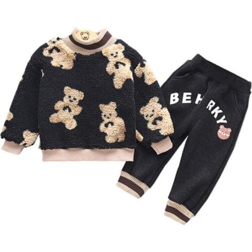 New Winter Baby Girl Clothes Fashion Children Boys Sports Thick Sweater Pants 2Pcs/sets Toddler Casual Clothing Kids Tracksuits