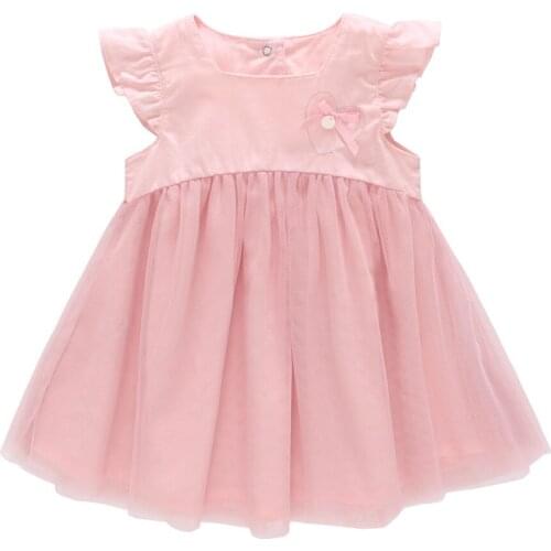 Vlinder 2018 New Fashion Baby Girls Summer Pink Dresses Cute Ribbon Bowknot Princess dress Newborn Short Sleeves Infant Dresses