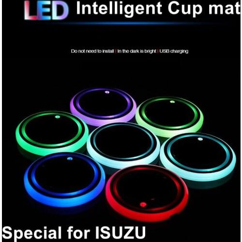 New Intelligent LED Car cup pad Water bottle holder mat for Isuzu Light cushion Drink holder shining coaster