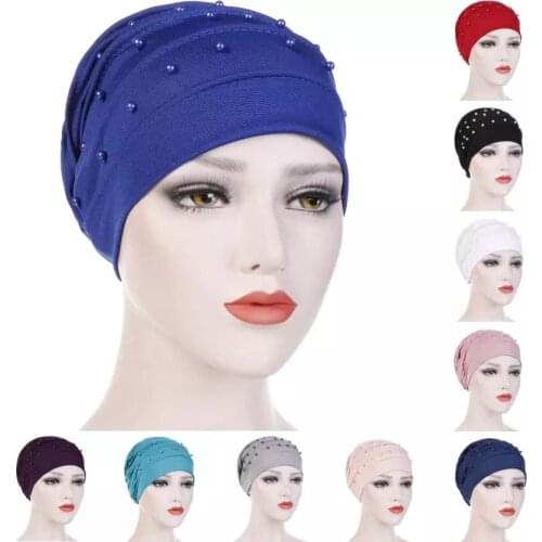 New Multicolor Muslim turban hat for women Fashion button linen Inner Hijab caps wrap head scarf hijabs bonnet ready to wear