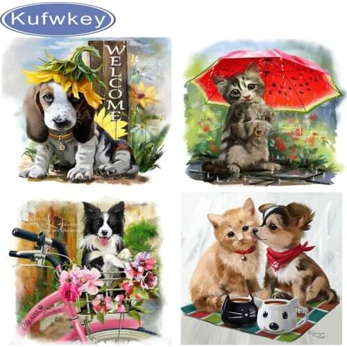 Kufwkey Full square Diamond Embroidery Naughty dog 5D DIY Diamond Painting Cross Stitch Diamond Mosaic 3d Crafts wall Sticker
